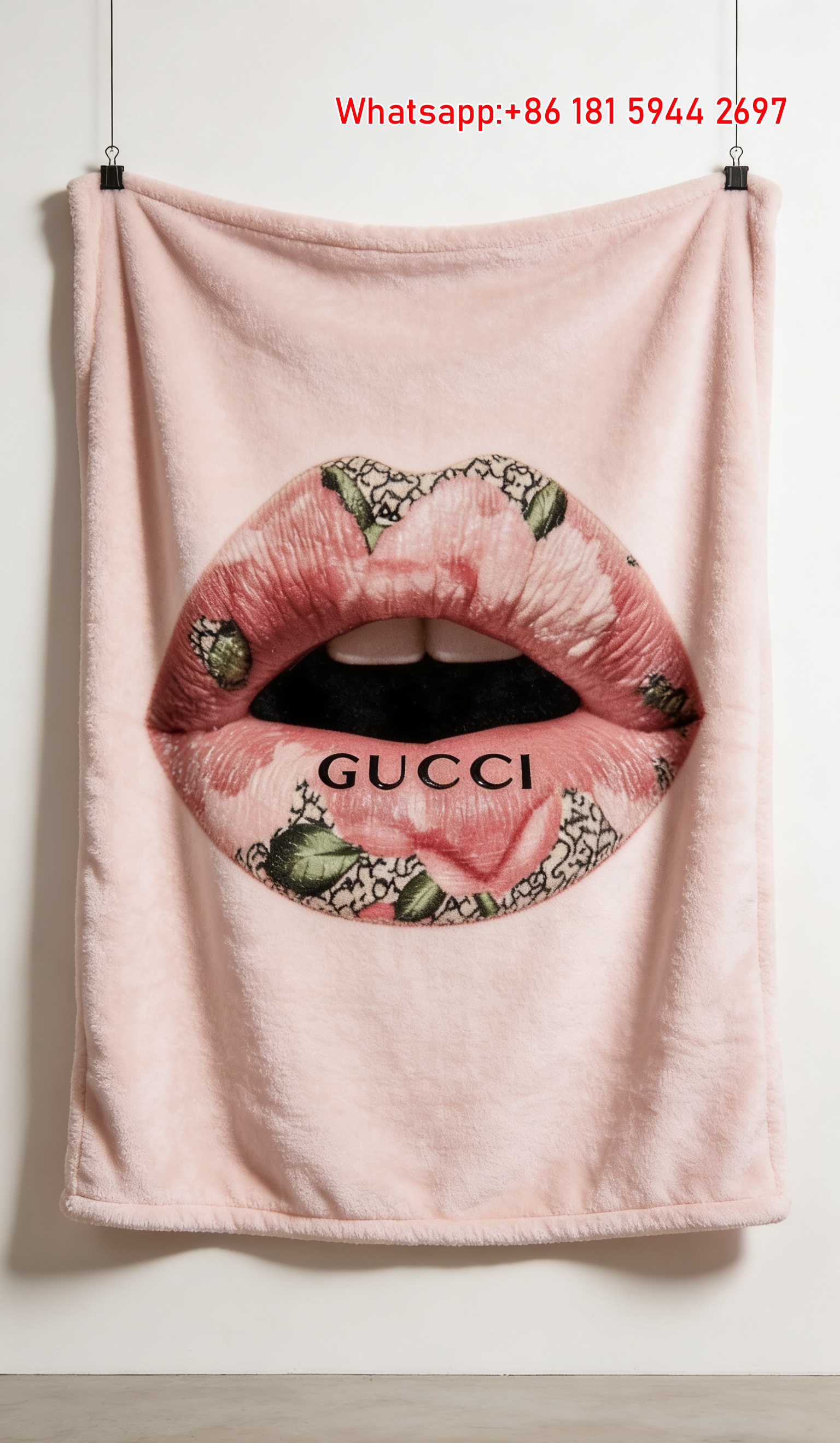 Gucci Floral Lips Tapestry Throw Blankets IMG_2931